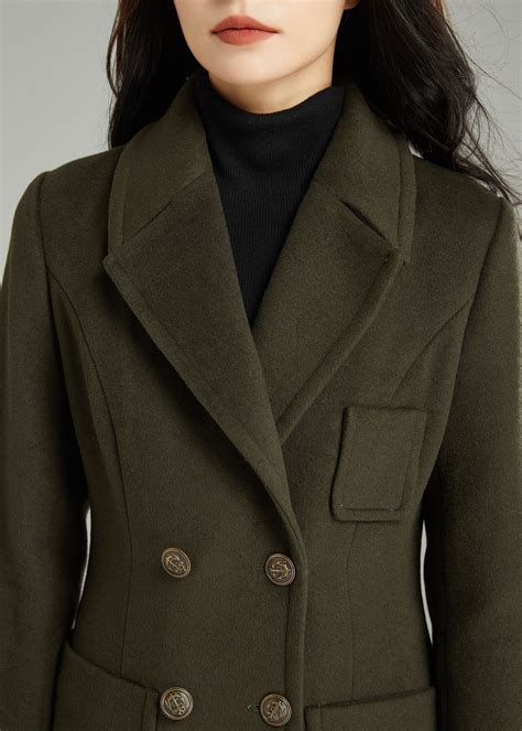 Army Green Long Size Wool Coat for Women Wool Military Coat - Etsy