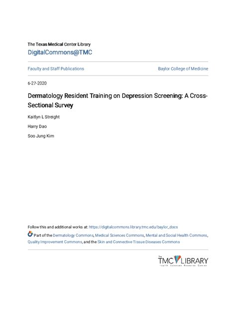 Fillable Online Dermatology Resident Training on Depression Screening ...