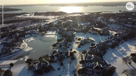 Winter weather: Drone footage of Texas cities covered in snow