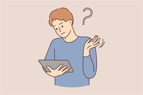 Verwirrter Mann schockiert von Problem auf Tablet | Premium Vektor