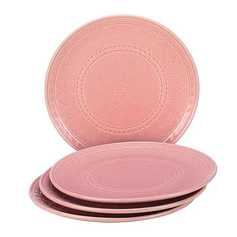 Buy Bodhi House "Emboss Handcrafted Stoneware Ceramic Dinner Plates, 4 ...
