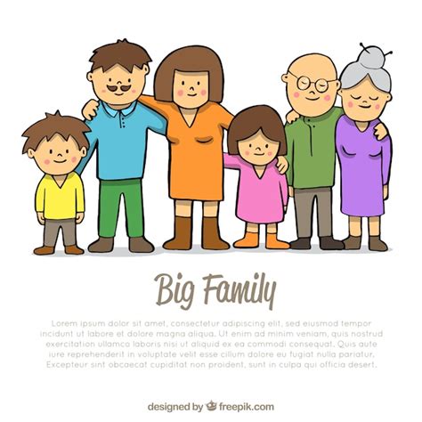Grande família feliz com estilo desenhado de mão | Vetor Grátis
