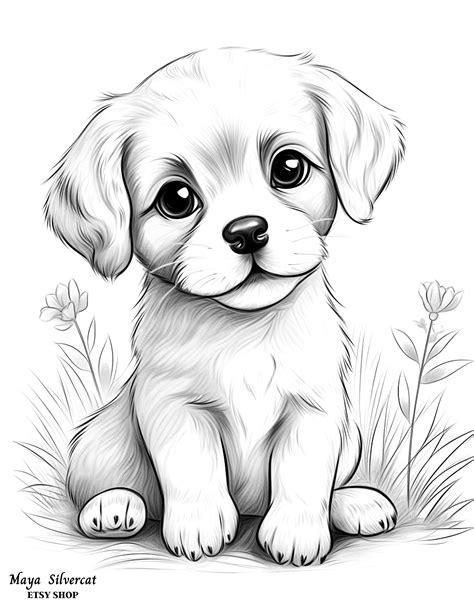 Cute puppy free coloring page for adults – Artofit