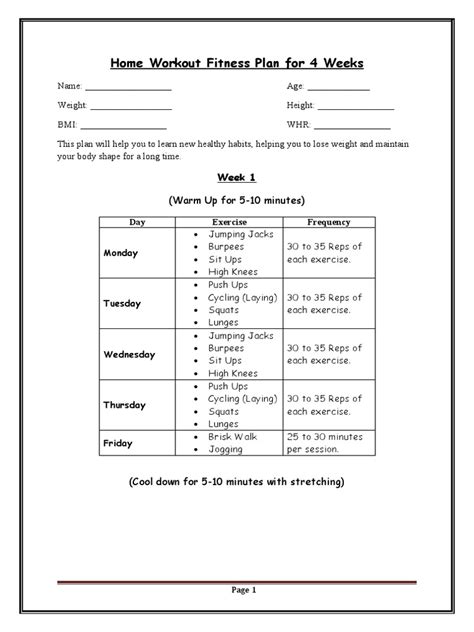 4 Week Exercise Plan 的图像结果