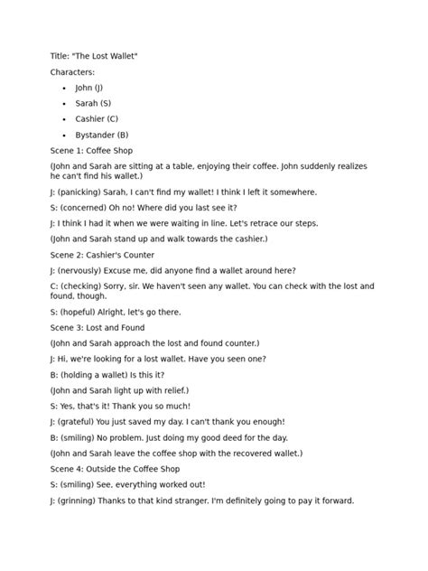 Image result for Example of Skit Script