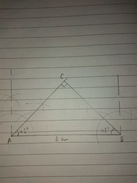 construct an isosceles right angled triangle in which hypotenuse is 8 ...
