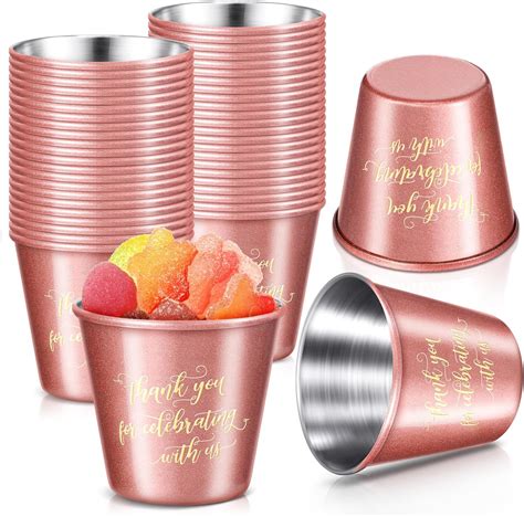 Amazon.com | 100 Pcs Wedding Stainless Steel Shot Glasses - Bulk ...