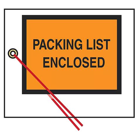 "Packing List Enclosed" Full-Face Envelopes with Grommet - Orange, 5 x ...