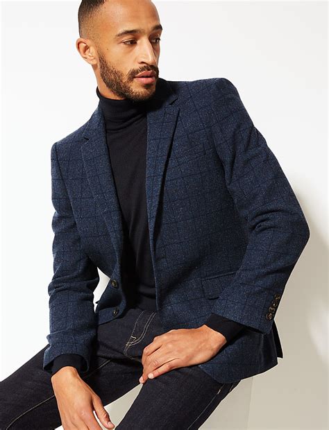 Buy Checked Regular Fit Jacket at Marks & Spencer