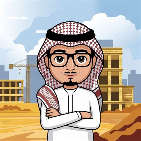 Realistic Cartoon Engineer in Arab Attire | Freelancer