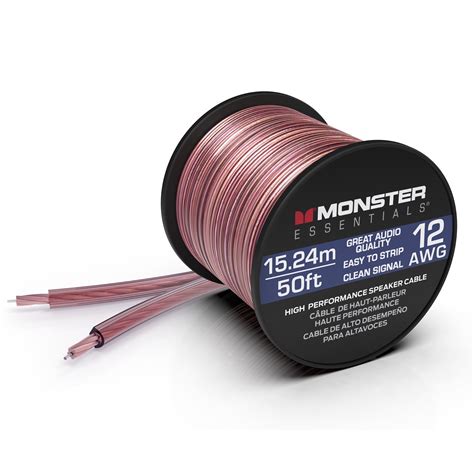 Monster Essentials 12 Gauge Speaker Wire, Copper Clad Aluminum Cable ...