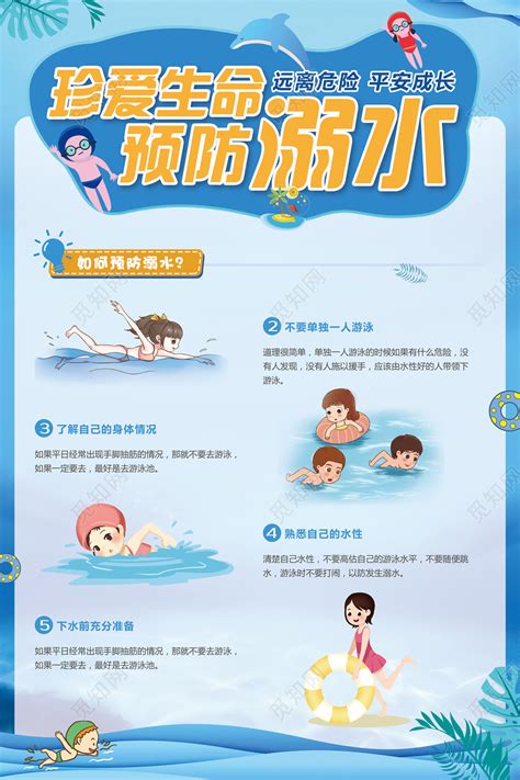 珍爱生命预防溺水远离危险平安成长防溺水安全教育海报图片下载 - 觅知网