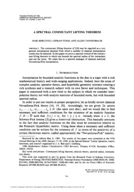 Fillable Online ams A SPECTRAL COMMUTANT LIFTING THEOREM - ams Fax ...