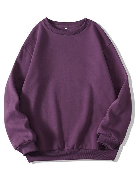 Round Neck Long Sleeve Loose Sweatshirt - Purple, XS | Sweatshirts ...