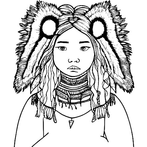 Coloriage d'une fille inuite · Creative Fabrica