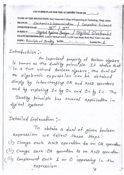 DE-UNIT-2 - Indroction and explanation of principle of duality ...