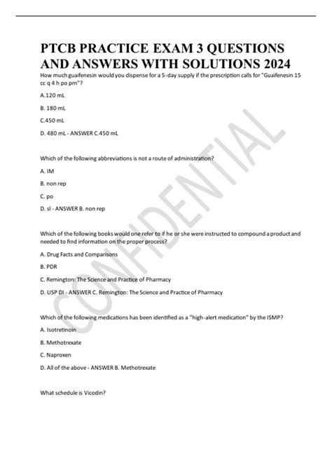 PTCB PRACTICE EXAM 3 QUESTIONS AND ANSWERS WITH SOLUTIONS 2024 - PTCB ...
