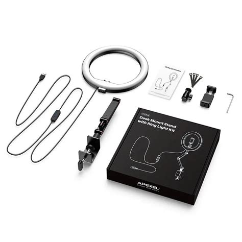 APEXEL Ring Light with Desk Mounting Clamp System