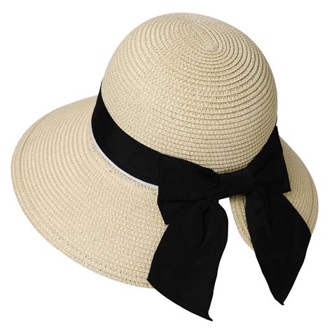 Comhats Women's Straw Sun Hat, UV Protection, Wide Brim, Foldable ...