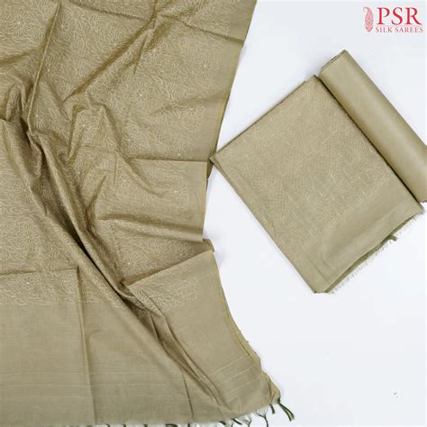 Light Olive Kosa Embroidery Dress Material – PSR Silks