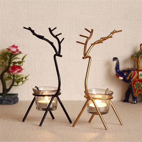 Buy eCraftIndia Deer Shape Decorative Handcrafted Metal Golden Tea ...