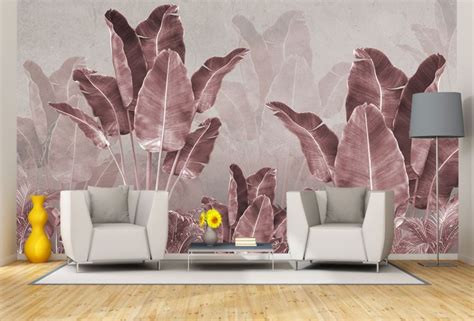 Exotic Wall Decorationr I T9311 Wallpaper Pink tropical leaves