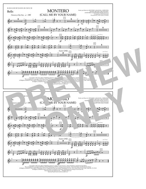 Montero (Call Me By Your Name) (arr. Tom Wallace) - Bells von Lil Nas X Noten zum Marching Band ...