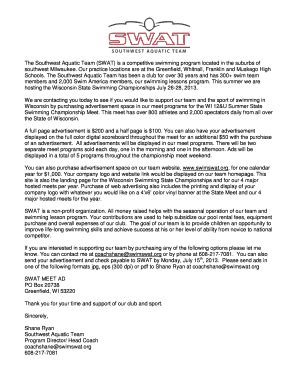 Fillable Online State Meet Program Ad Letter and Form - TeamUnify Fax ...