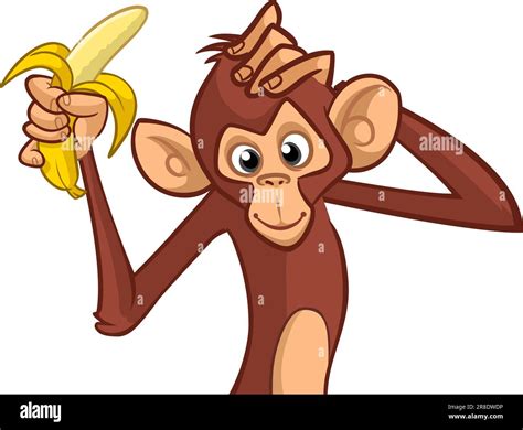 Two Cartoon Monkeys With Bananas
