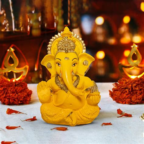 Buy HOMFIL Ganesh Idol Car Dashboard Ganpati Idol Home Decor Resin ...