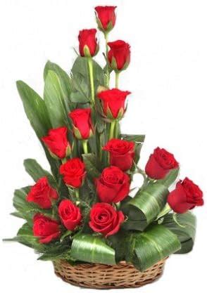 The FloralMart ® Special Basket Arrangement of 25 Red Roses Fresh ...