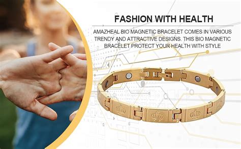Buy AMAZHEAL Bio Magnetic Therapy Double Ton Titanium Metal Bracelet ...