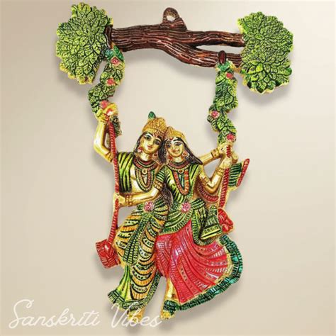 Radha Krishna Jhulla Wall Hanging Aluminium Decorative Spiritual Wall ...