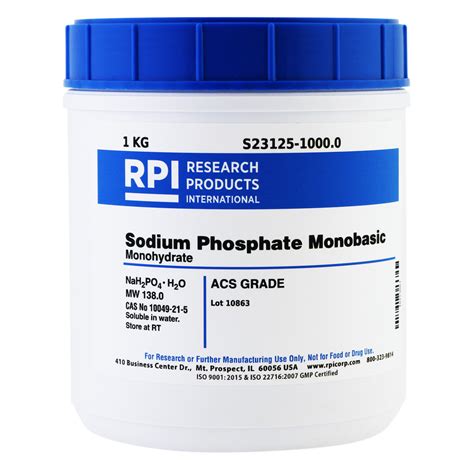 S23125-1000.0 - Sodium Phosphate Monobasic, Monohydrate, ACS Grade, 1 ...