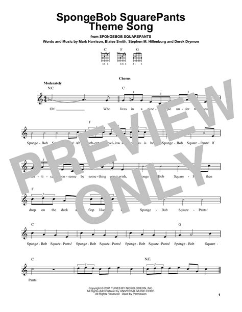 SpongeBob SquarePants Theme Song by Mark Harrison - Easy Guitar ...