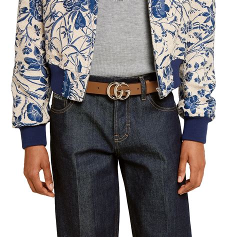 GG Marmont thin belt in brown leather | GUCCI® US