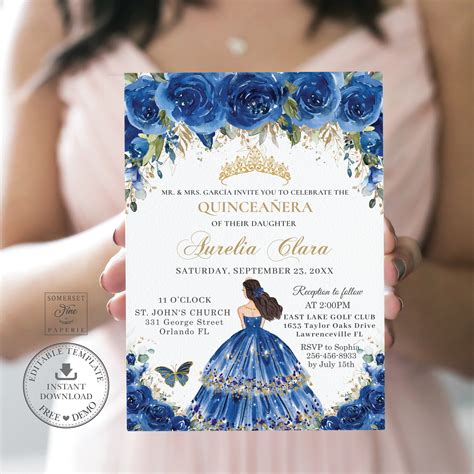 Paper Mis Quince Anos 15th Birthday Silver Purple Floral Instant Download Butterfly EDITABLE ...