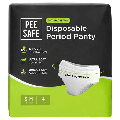 Pee Safe Disposable Period Panties for Women (S-M) - 4 Pc