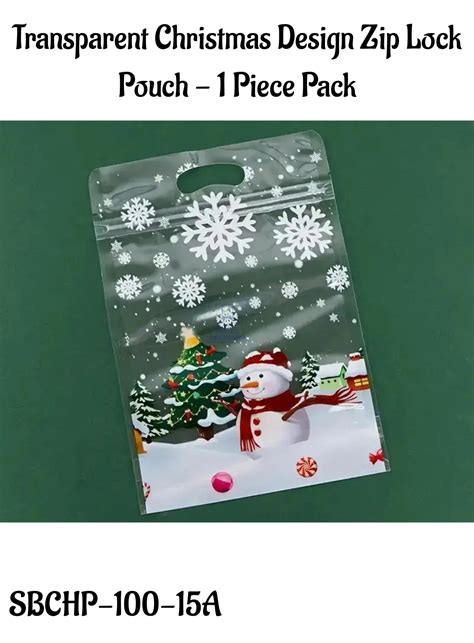 Home CAKE DECOR™ Transparent Christmas Design Zip Lock Pouch - 1 Piece ...