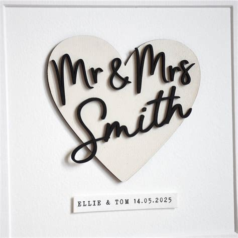 Mr And Mrs Wooden Heart Personalised Wedding Print By Homegrown Print Co.