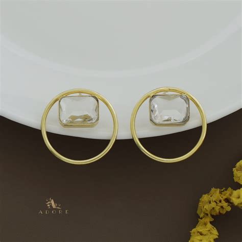 Chord 1 Circle Glossy Rectangle Earring – Adore By Priyanka