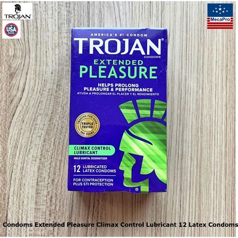 Trojan® Condoms Extended Pleasure Climax Control Lubricant 12 Latex ...