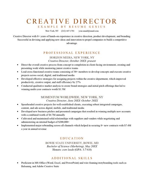 Creative Director Resume [Sample for Free Download]