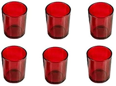 Buy VANSHIKA Decorative 6 ps Glass Votive Candle Holder with Candle red ...