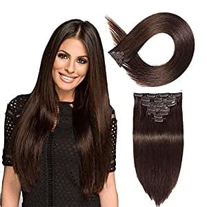 Fully Human Hair Clip in Hair Extensions Skin Weft Remy Straight Hair ...