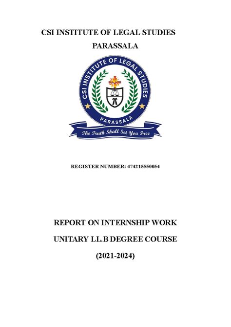 Internship Report Index - CSI INSTITUTE OF LEGAL STUDIES PARASSALA ...