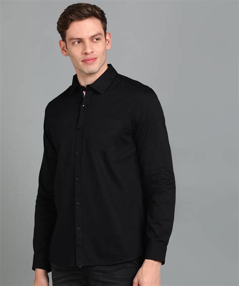 Men's Black Cotton Full Sleeve Slim Fit Casual Solid Shirt – Urbano Fashion