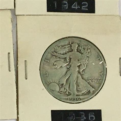 LOT OF 4 USA SILVER 50 CENT PIECES 1936 1941 1942 1945 - Schmalz Auctions