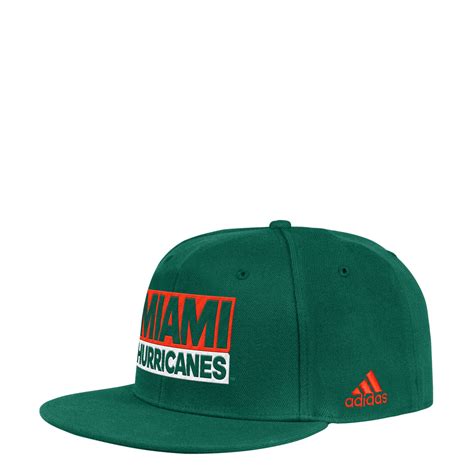 Miami Hurricanes Adidas Adi Box Flat Brim Flex Hat Green