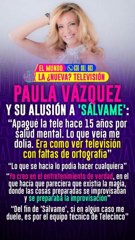 Paula Vázquez 'carga' contra 'Sálvame' y Jorge Javier Vázquez ...